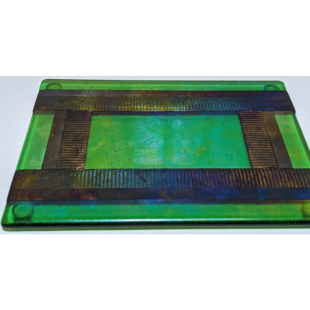 Decorative Green Brown Glass Trivet